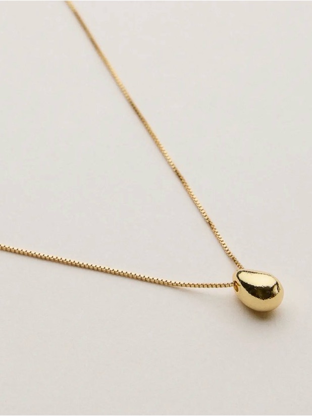 Gold Tone Teardrop Pendant Necklace - Classic Minimalist